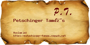 Petschinger Tamás névjegykártya